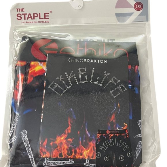 Ethika Men's 2XL Staple Fit Boxer Briefs Chino Braxton Bike Life Flames Fire NIP - Picture 1 of 3
